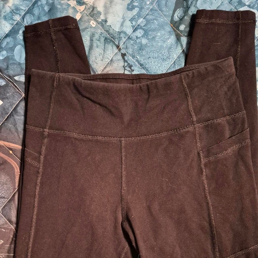Athletic Works Womens Black High Waisted Leggings with Pockets Size XS 0-2